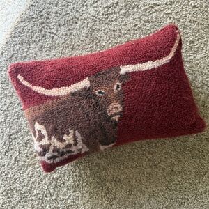 Red Longhorn Cow Decorative Pillow